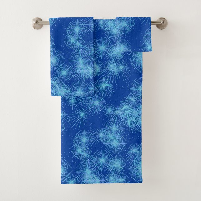 Conjunto De Toalhas Estrelas de Cristal de Gelo, Fundo Azul Profundo (Insitu)