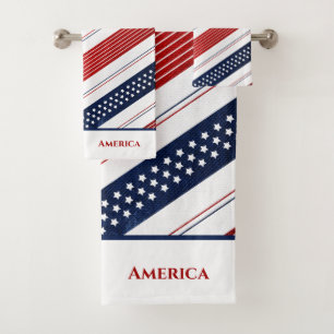 Conjunto De Toalhas Estrelas do Dia da Independência e Stripes Amé