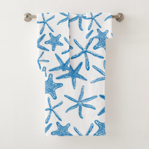 Conjunto De Toalhas Estrelas do mar em azul