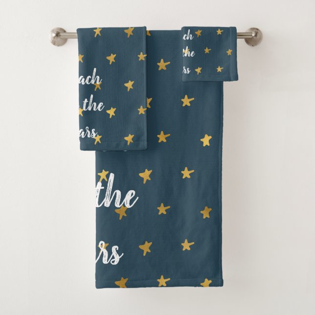 Conjunto De Toalhas Estrelas Douradas brancas marinhos (Insitu)