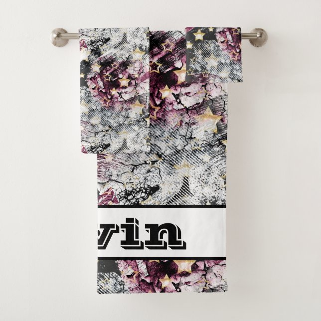 Conjunto De Toalhas estrelas Douradas grunge abstrato na moda moderno  (Insitu)