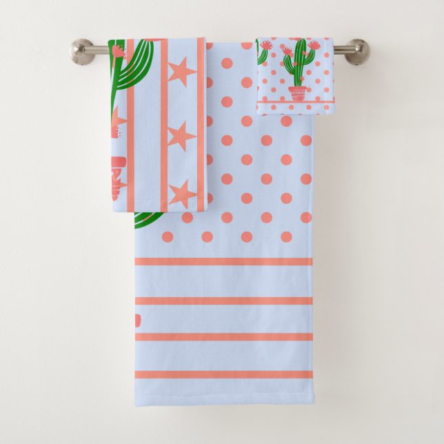 Conjunto De Toalhas Estrelas, listras, bolinhas e cacto corais (Insitu)