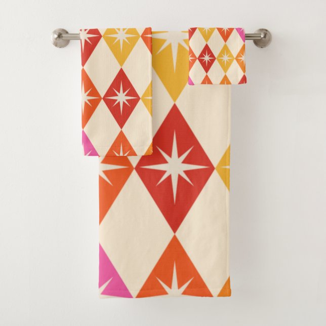 Conjunto De Toalhas estrelas modernas de meados do século em diamantes (Insitu)