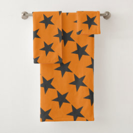 Conjunto De Toalhas Estrelas Negras em Laranja de Pumpkin