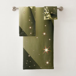 Conjunto De Toalhas Estrelas Shinle Sparkle da Árvore do Ouro de Natal