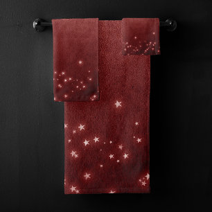 Conjunto De Toalhas Estrelas Vermelhas Místicas Rich Jewel Tone Crim