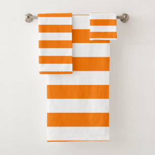 Conjunto De Toalhas Estrias brancas e laranja de segurança
