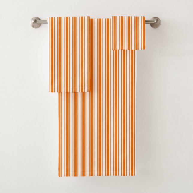 Conjunto De Toalhas Estrias de cor laranja e branca (Insitu)