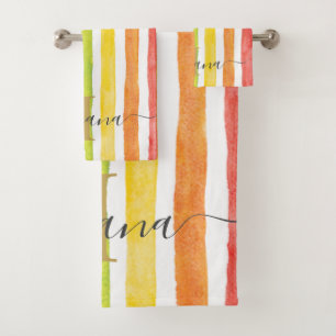 Conjunto De Toalhas Estrias Personalizadas do Arco-Íris Monograma