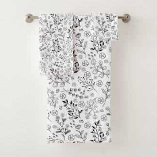 Conjunto De Toalhas Eterno Bloom: Elegância Floral Desenhada À Mão