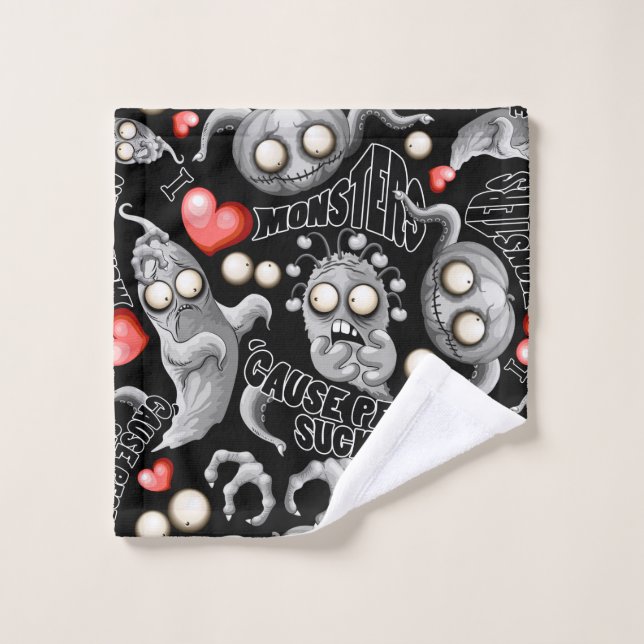 Conjunto De Toalhas Eu adoro monstros porque Pessoas são péssimas (Pano de lavar)