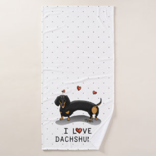 Conjunto De Toalhas Eu amo cachorro bonito (preto e bronzeado)