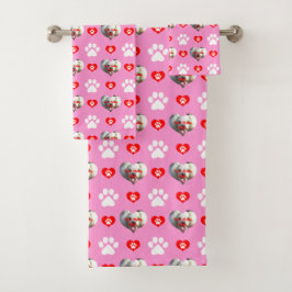 Conjunto De Toalhas Eu Amo Meu Cachorro Personalizado Padrão De Foto R