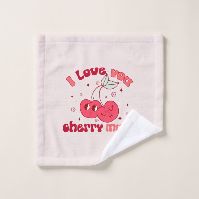 Conjunto De Toalhas Eu Te Amo Muito | Cute & Punny Cherry (Pano de lavar)