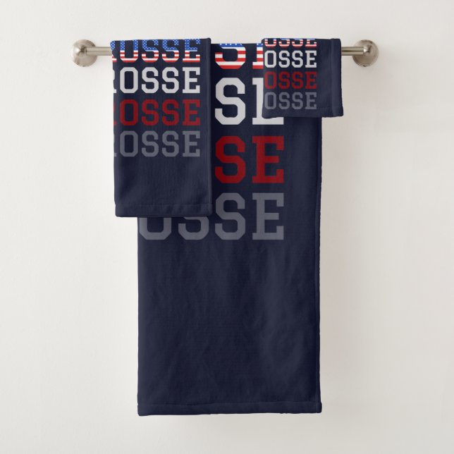 Conjunto De Toalhas EUA Repetindo Texto - Lacrosse USA Flag (Insitu)