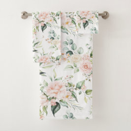 Conjunto De Toalhas Eucalipto Rosa Esmagador Elegante