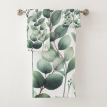 Eucalyptus Green Leaf Impressão Sot 3-Piece