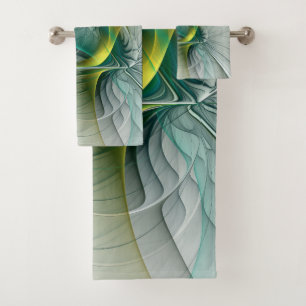 Conjunto De Toalhas Evolução do Fractal, arte abstracta dourada de