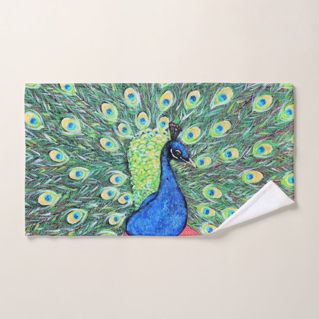 Conjunto De Toalhas Exibindo Pintura de Peacock (Toalha de mão)