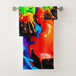 Conjunto De Toalhas Explosão Colorida Abstrata