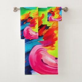 Conjunto De Toalhas Explosão de Cores Alegres Pintura