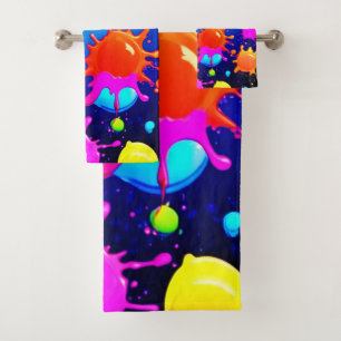 Conjunto De Toalhas Explosão de pintura de Abstrato vibrante