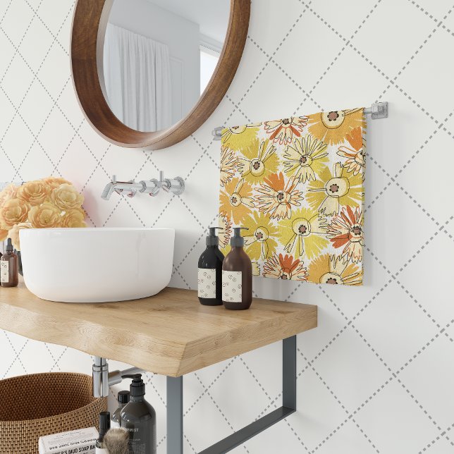 Conjunto De Toalhas Explosão de Sol - Floral Radiante em Tons Quentes (Criador carregado)