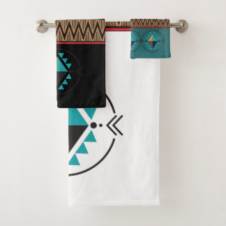 Conjunto De Toalhas Exposição do padrão tribal preto e vermelho do sud