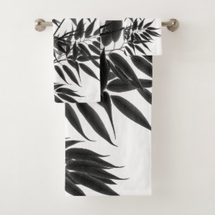 Conjunto De Toalhas Fábrica de Bambu preto e branco