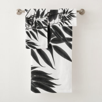 Conjunto De Toalhas Fábrica de Bambu preto e branco