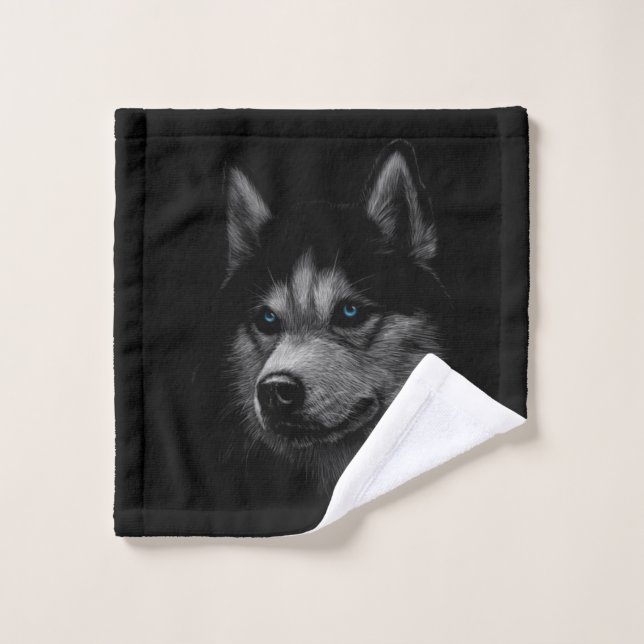 Conjunto De Toalhas Face Siberian Husky (Pano de lavar)