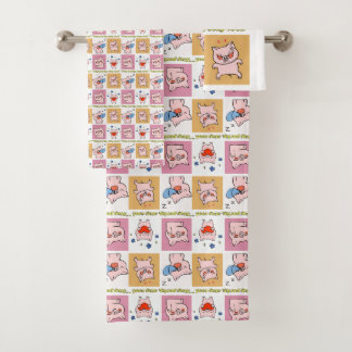 Conjunto De Toalhas faces de porco citações