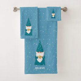 Conjunto De Toalhas Fada de Natal Fofo em Azul Safira