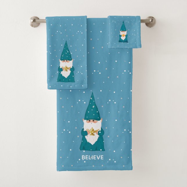 Conjunto De Toalhas Fada de Natal Fofo em Azul Safira (Insitu)