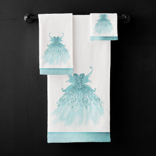 Conjunto De Toalhas Fada Wing Mint Gown Luxe Pearl Green Aqua Sheen