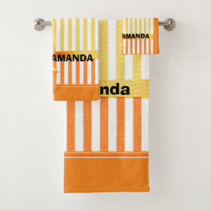 Conjunto De Toalhas Faixa amarela e laranja, fita personalizada