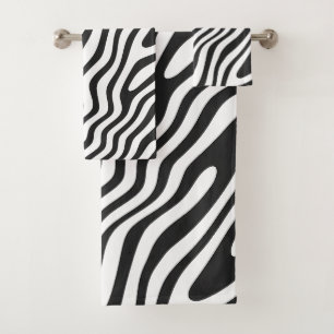 Conjunto De Toalhas Faixa de Zebra Negra e Branca