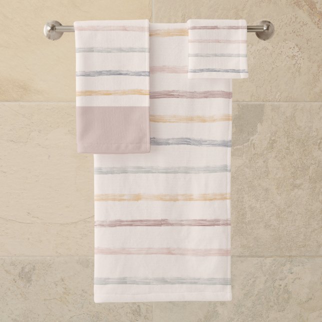Conjunto De Toalhas Faixa Neutra Mineral Moderna de Cores de Água (Criador carregado)
