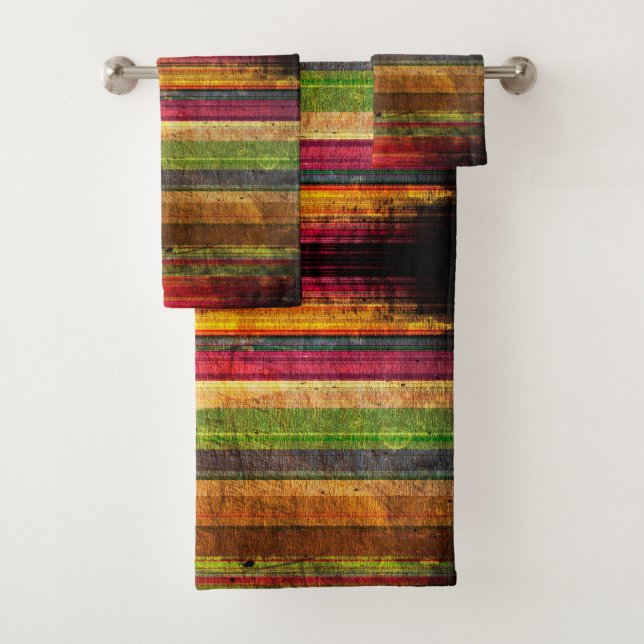 Conjunto De Toalhas Faixa retrô colorida (Insitu)