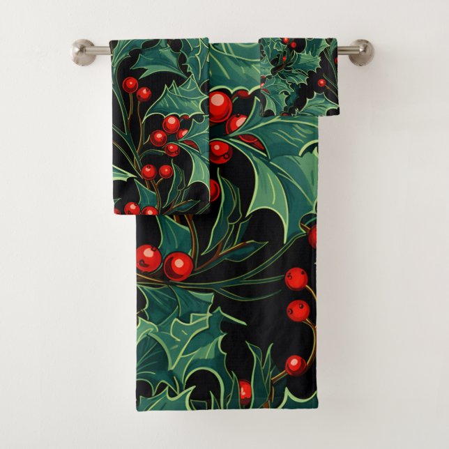 Conjunto De Toalhas Faixas de Natal e Berries (Insitu)
