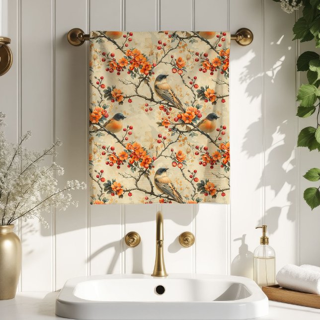 Conjunto De Toalhas Fall Birds & Blooms Towel Gift for Their Bathroom (Fall Birds & Blooms Towel Gift for Their Bathroom)