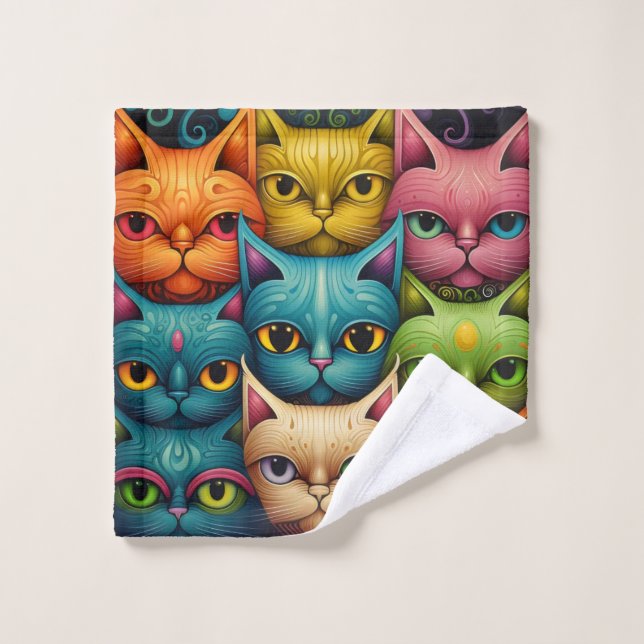 Conjunto De Toalhas Família Artsy Cat (Pano de lavar)