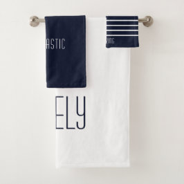 Conjunto De Toalhas Família Azul Marinho Simples e Fofo Personalizado