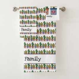 Conjunto De Toalhas Família Cute Cactus Em Aquarela