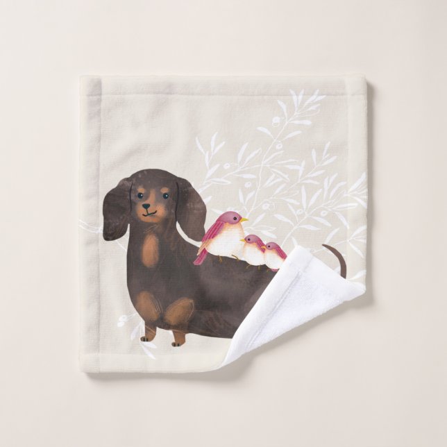 Conjunto De Toalhas Família Dachshund e Birds (Pano de lavar)