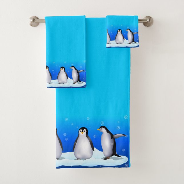 Conjunto De Toalhas Família Penguin (Insitu)