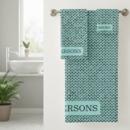 Conjunto De Toalhas Family Personalized Knit Pattern Towel Set