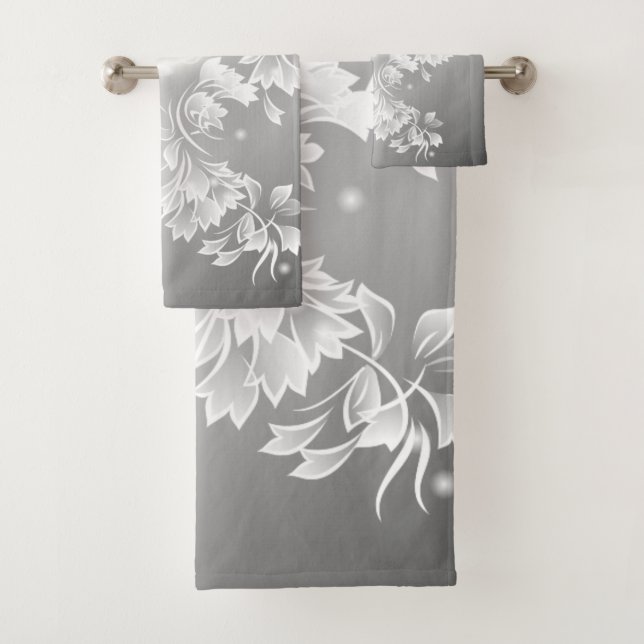 Conjunto De Toalhas Fantasia da Borboleta Floral Branca Silver (Insitu)