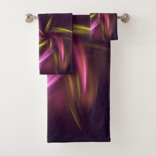 Conjunto De Toalhas Fantasia de Abstrato de Flores Roxas