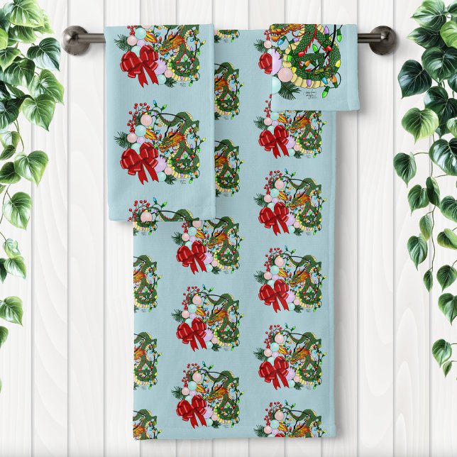 Conjunto De Toalhas Fantasia de Dragão Chinês no Aro de Natal Fantasia (Criador carregado)